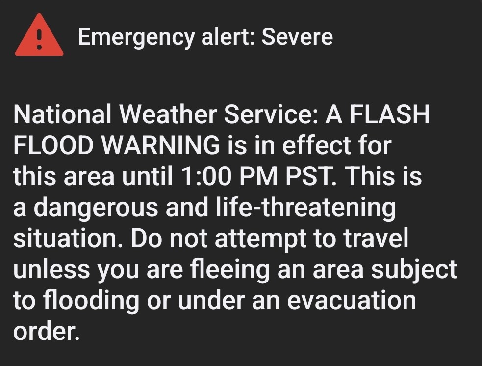 Phone warning sent to many North County residents Friday morning.