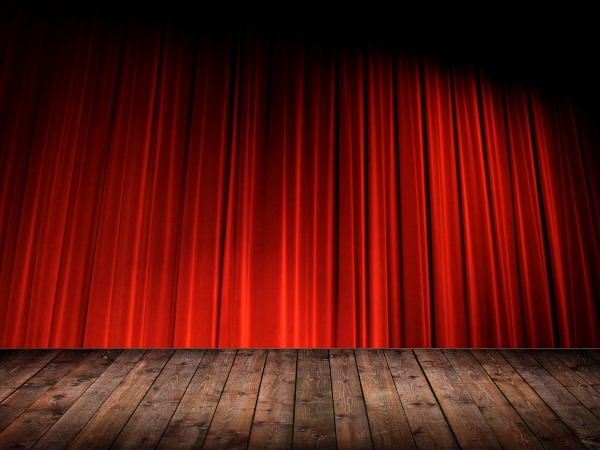 red theatre curtain stock img