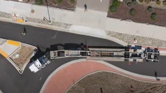 Watch: Semi-truck and trailer tests new Paso Robles roundabout