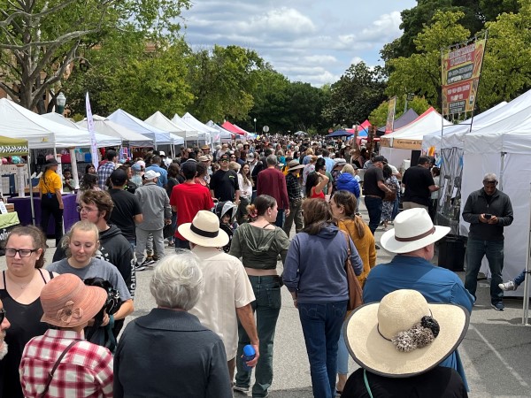 Tamale Fest crowd with hats