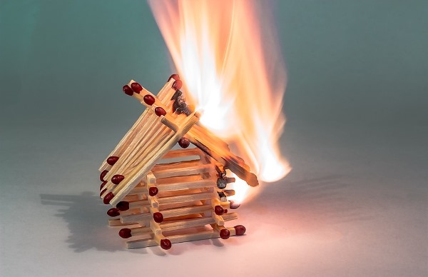 house fire stock img