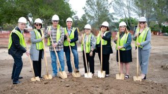 Pictured from left to right: Vice President of Administrative Services Dan Troy, Vice President of Student Success & Support Programs Dr. Elizabeth Coria, Trustee Pete Sysak, Trustee Patrick Mullen, Board President Mary Strobridge, Board Vice President Dr. Debra Stakes, Trustee Danna Stroud, Superintendent/President Dr. Jill Stearns