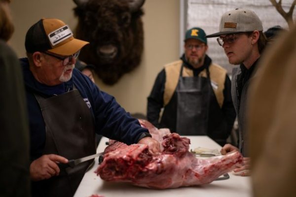 John Christensen teaching butchery at Oak Stone Meat Processing