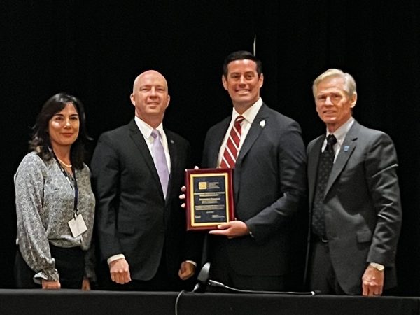 In the picture left to right: Monterey County DA Jeannine Pacioni, San Luis Obispo County District Attorney Dan Dow, Monterey County Assistant DA Chris Peuvrelle, and CDAA Chief Executive Officer Greg Totten.