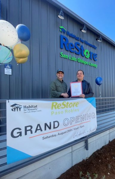 Nicholas Rasmussen receives certification of recognition form the California State Senatefrom Clint Weirick, Senior District Representative, San Luis Obispo County State Senator John Laird