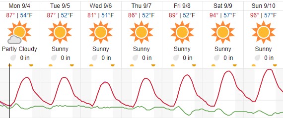 Mild summer weather in the forecast this week for Paso Robles