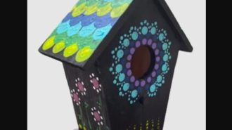 dot painted birdhouse