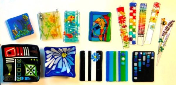 Local artist leading fused glass workshop at the library