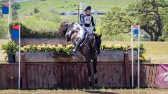 Bec Braitling and Caravaggio II winning at Advanced at the 2023 Twin Rivers Spring International. Ride On Photo.