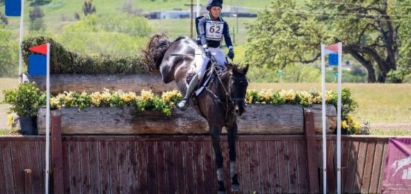 Bec Braitling and Caravaggio II winning at Advanced at the 2023 Twin Rivers Spring International. Ride On Photo.
