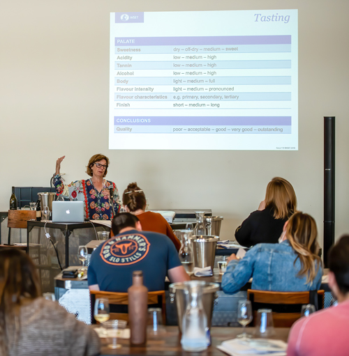 MWWine School's Melanie Webber teaching WSET Level 1 at Broken Earth Winery in Paso Robles