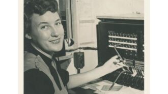 Glenda at Bechtel Corp switchboard 1950's