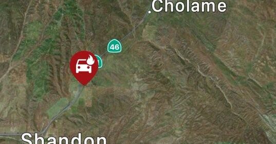 Vehicle fire on highway 46 near Shandon contained