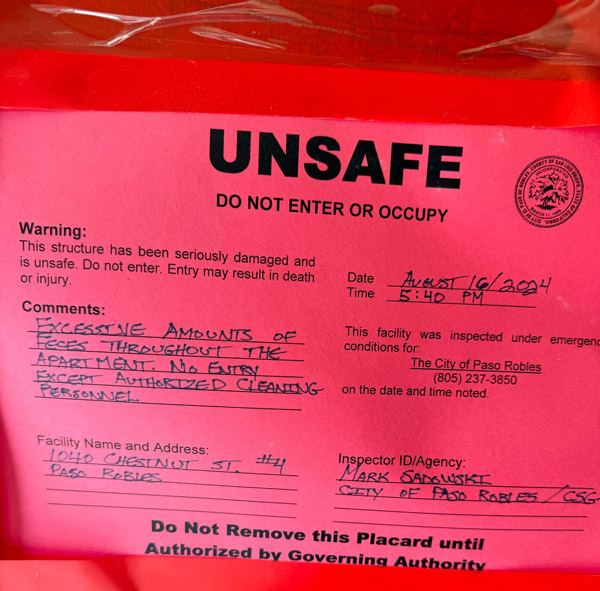 dead cats found in paso robles apartment. photos of clean up