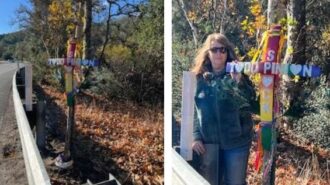 Memorial cross honors murder victim Todd Pinion at site where body was found