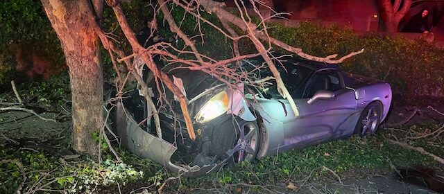 Speeding driver crashes at roundabout