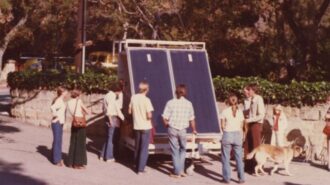Solarponics solar thermal display, Mission Plaza, San Luis Obispo, 1979.