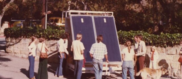 Solarponics solar thermal display, Mission Plaza, San Luis Obispo, 1979.