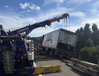 Semi, Humvee crash closes lanes on Highway 101 Cuesta Grade